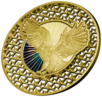 Factory Special! 2026 Solomon Islands American Bald Eagle Filigree Gold Gilt 2 oz Silver Coin (06/09)