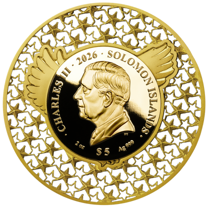 Factory Special! 2026 Solomon Islands American Bald Eagle Filigree Gold Gilt 2 oz Silver Coin (06/09)