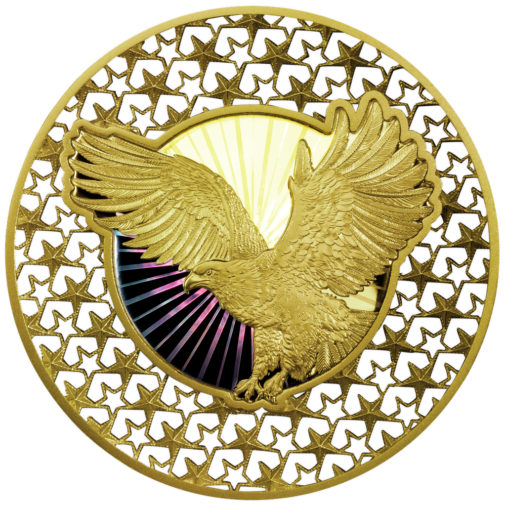 Factory Special! 2026 Solomon Islands American Bald Eagle Filigree Gold Gilt 2 oz Silver Coin (06/09)