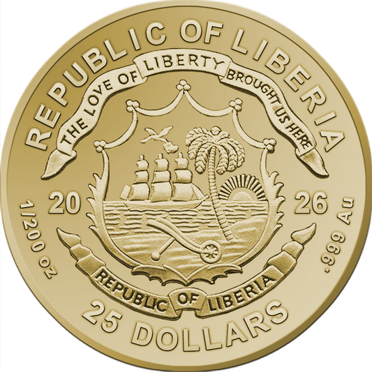 2026 Liberia Merry Christmas Santa 1/200 oz Gold Coin (06/08)