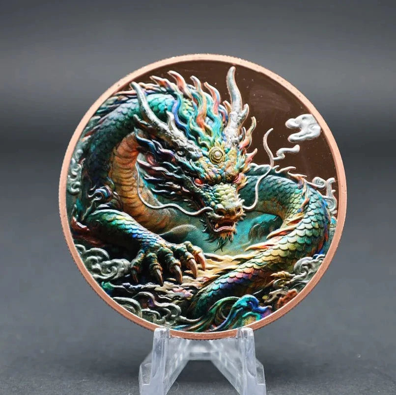2025 Dragon Lore 5oz .999 Copper Hi-Relief Medal. Must see the back!