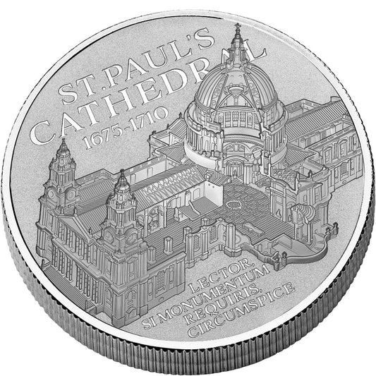 2025 Niue St. Paul's Cathedral 350th Ann. Reverse Proof 1 Kilo White Brass Coin (12/30)