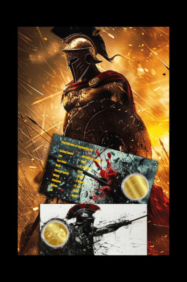 In Stock! 2026 Liberia Spartan 1/1000 oz Gold Coin in Card (12/19)