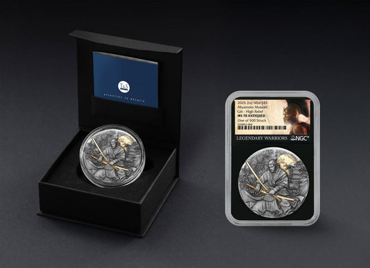 T&S Legendary Warriors Miyamoto Musashi 2 oz Silver OGP w/Box & COA (500 Mintage)