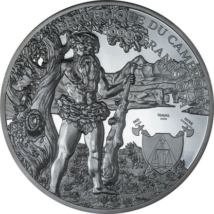 2022 Cameroon The Wildman UHR Black Proof 5 oz Silver Coin (12/22)
