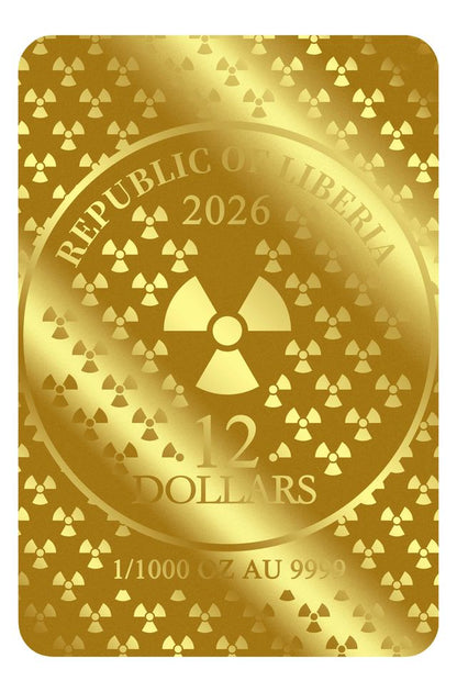2026 Liberia Chernobyl 1/1000 oz Gold Coin in Card (12/26)