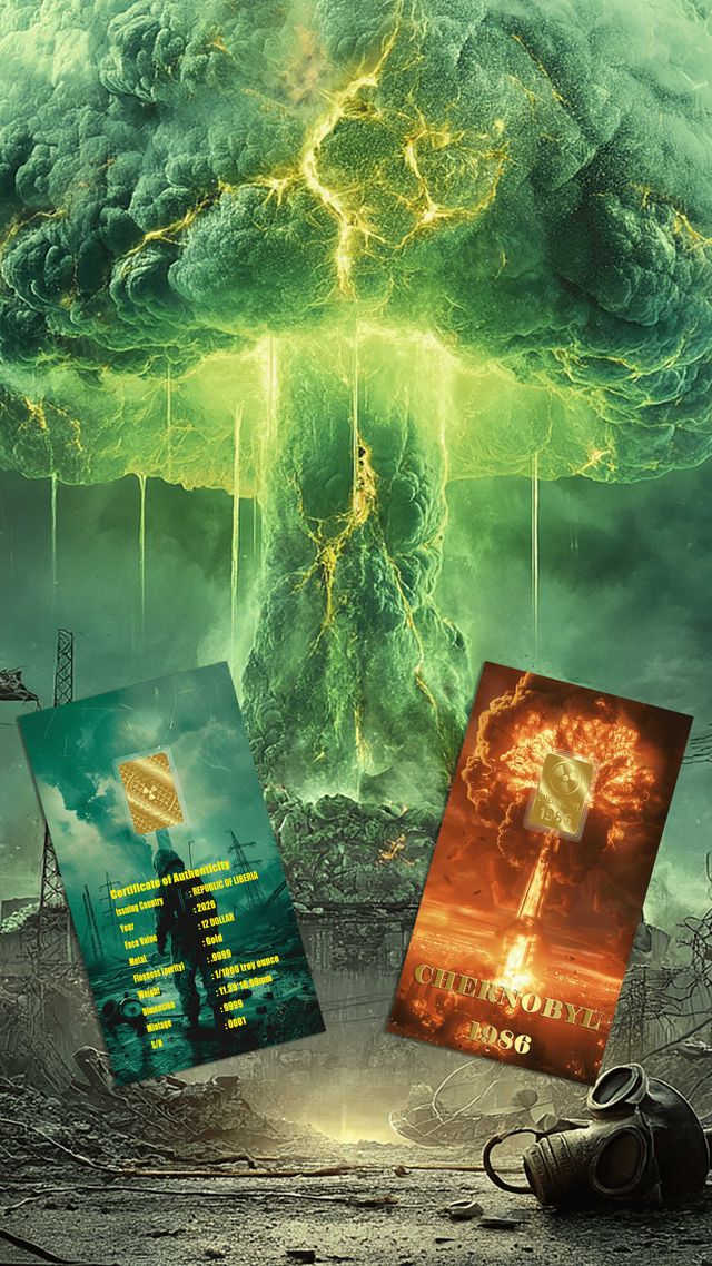 2026 Liberia Chernobyl 1/1000 oz Gold Coin in Card (12/26)