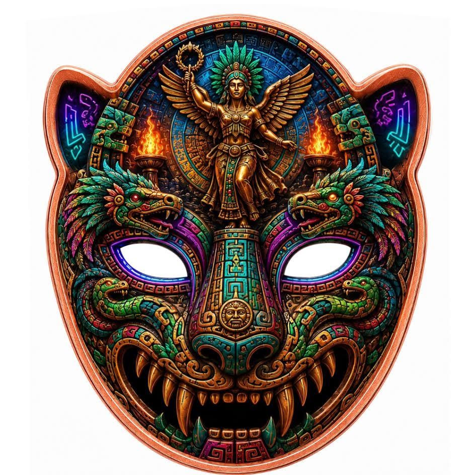 Aztec Libertad Mask Shaped 3 oz Copper Medal (06/15)