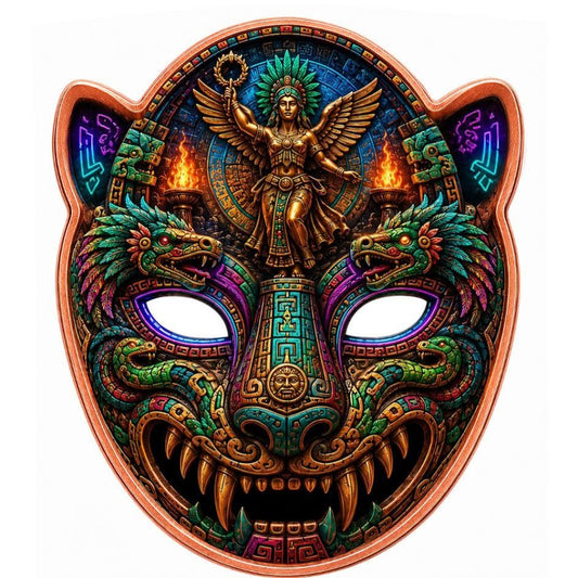 Aztec Libertad Mask Shaped 3 oz Copper Medal (06/15)