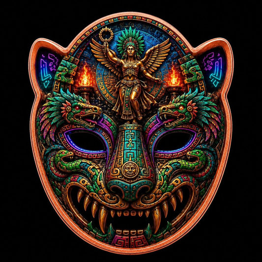 Aztec Libertad Mask Shaped 3 oz Copper Medal (06/15)