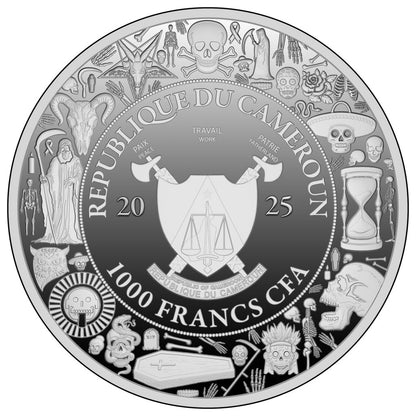 2025 Cameroon Dia de los Muertos Woman with Skull 1 oz Silver Coin (12/29)