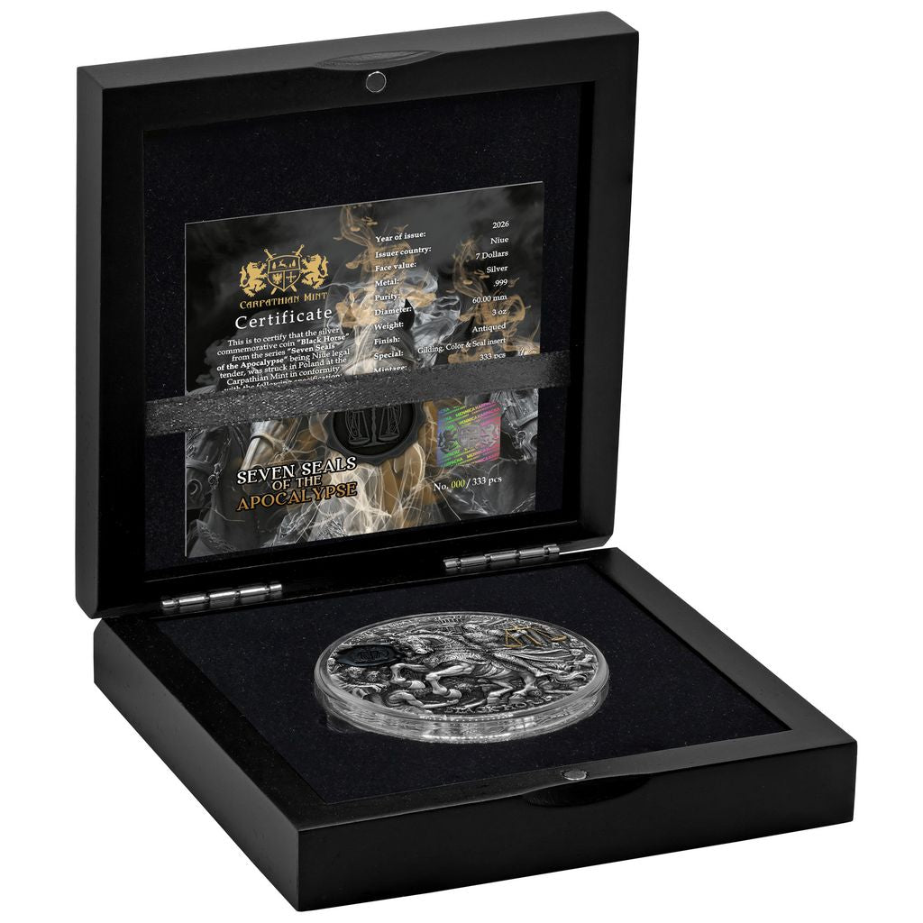 2026 Niue Seven Seals of the Apocalypse - Black Horse 3 oz Silver Coin (06/17)