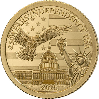 2026 Barbados America 250 Years of Independence 0.5g Gold Coin (06/16)