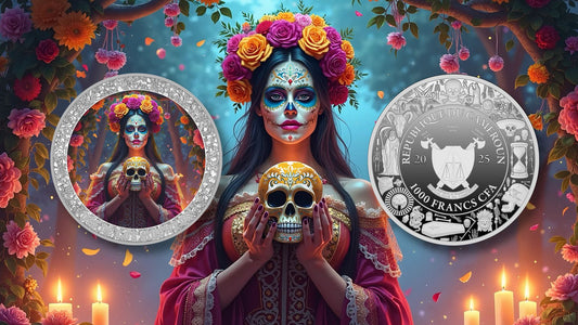 2025 Cameroon Dia de los Muertos Woman with Skull 1 oz Silver Coin (12/29)