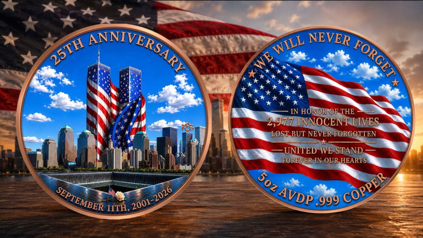 NEVER FORGET 25th ANNIVERSARY TRIBUTE 5 oz Copper (7/20)