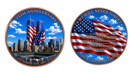 NEVER FORGET 25th ANNIVERSARY TRIBUTE 5 oz Copper (7/20)