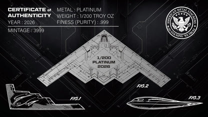 2026 B2 Stealth Bomber 1/200 oz Platinum Bar in Card (06/15)