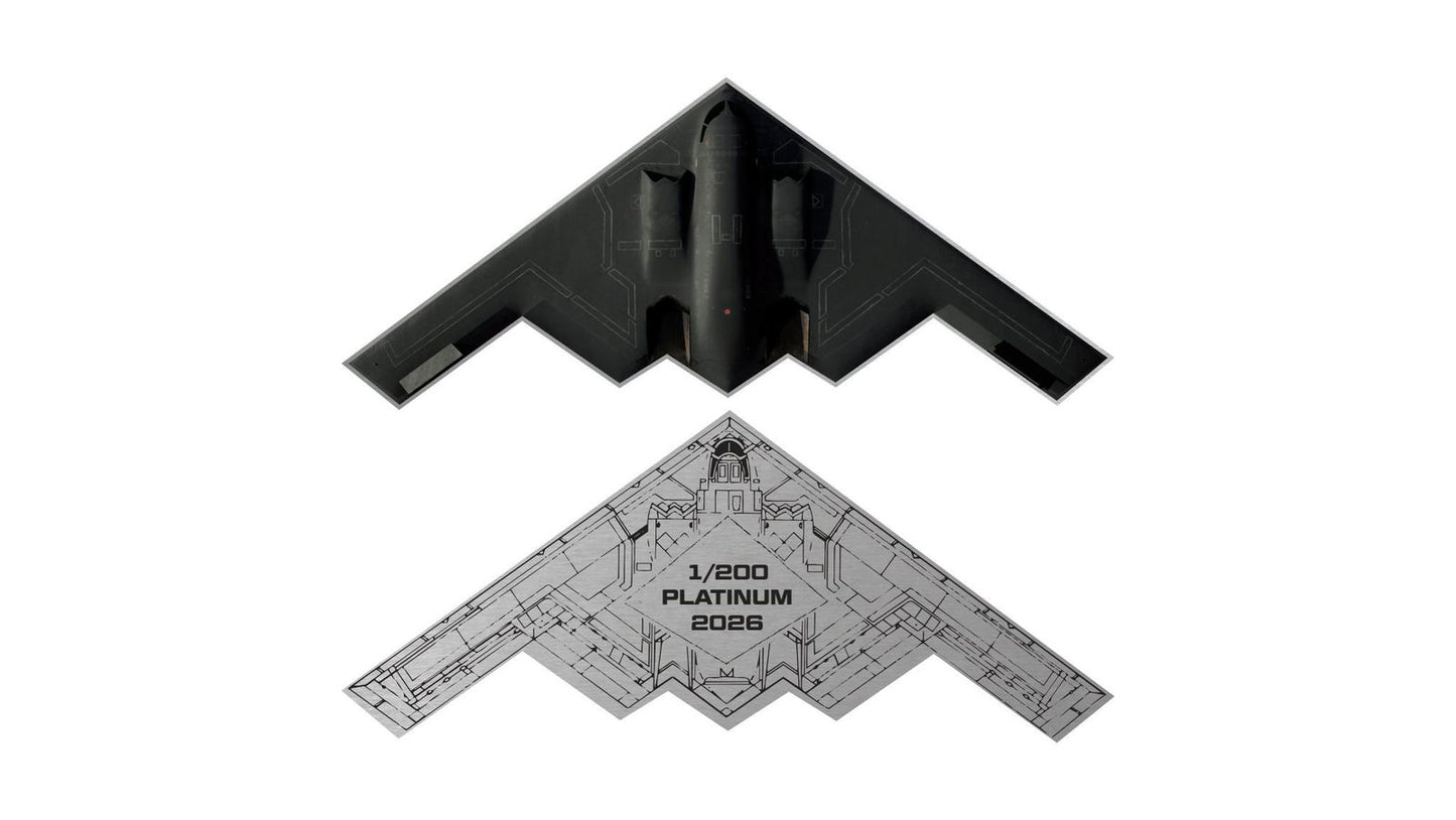 2026 B2 Stealth Bomber 1/200 oz Platinum Bar in Card (06/15)