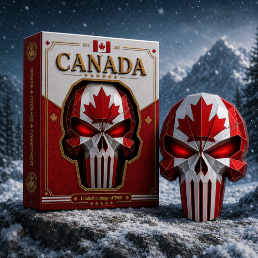 2026 Canadian Warrior Colorized 3 oz Copper Skull Collectible