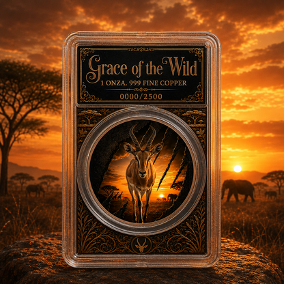 2026 Grace of the Wild Gazelle Colorized 1oz .999 Copper Colorized Medal in SLAB