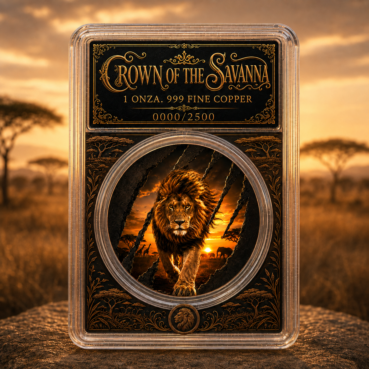 2026 Crown of the Savanna Lion Colorized 1oz .999 Copper Colorized Medal