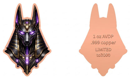 In Stock! Anubis Shaped Colorized 1 oz Copper Medal