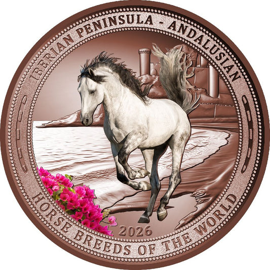 2026 Liberia Iberian Andalusian Horse Colorized 5 oz Copper Coin (05/06)