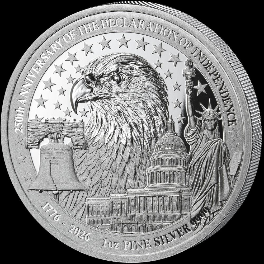 In Stock! 2026 Rwanda Declaration of Independence 250th Ann. Reverse Proof 1 oz Silver Coin