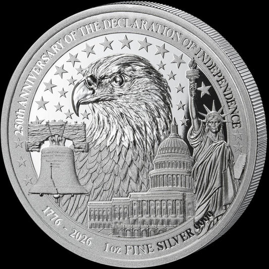 Estimate: 2026 Rwanda Declaration of Independence 250th Ann. Reverse Proof 1 oz Silver Coin (05/04)