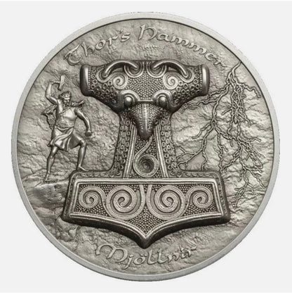 In Stock! 2017 Thor’s Hammer Mjollnir 2 oz Pure Silver Coin Cook Islands