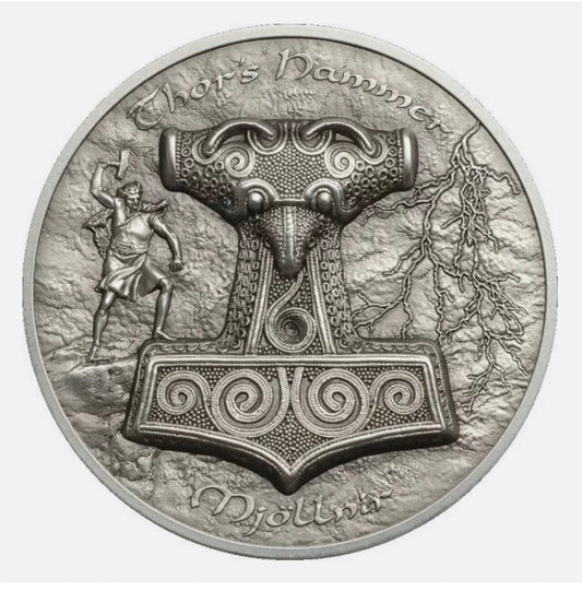 In Stock! 2017 Thor’s Hammer Mjollnir 2 oz Pure Silver Coin Cook Islands