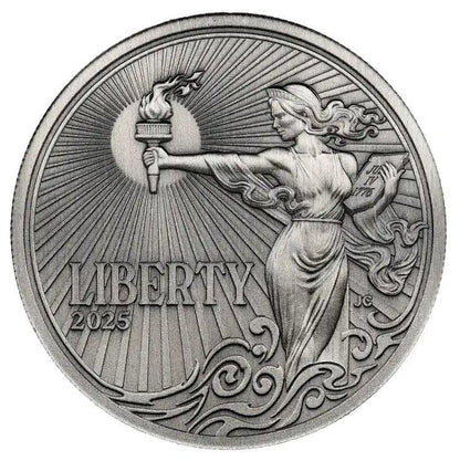 In Stock! 2025 Alderney Lady Liberty UHR by Jody Clark Enhanced Antiqued 1 oz Silver Coin