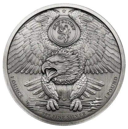 In Stock! 2025 Alderney Lady Liberty UHR by Jody Clark Enhanced Antiqued 1 oz Silver Coin