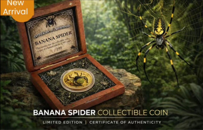 In Stock! 2026 Canada Maple Colorized " Banana Spider" 1oz .9999 Silver Coin.