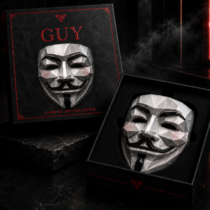 Guy Fawkes 3 AVDP oz .999 Fine Copper Collector Mask