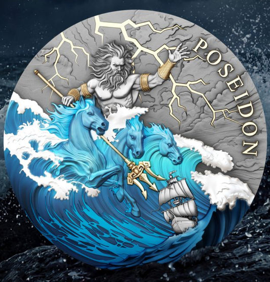 T&S 2026 Niue Poseidon Colorized 2 oz Silver Coin (05/18)