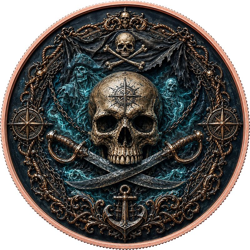 Pirate Queen of the Seas Colorized 1 oz Copper Round (05/18)