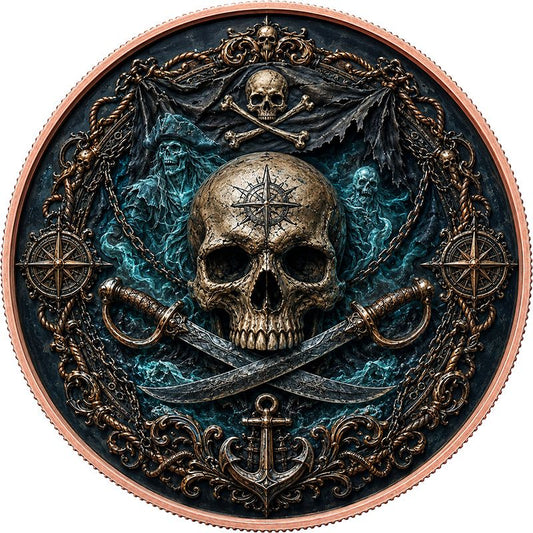 Pirate Queen of the Seas Colorized 1 oz Copper Round (05/18)