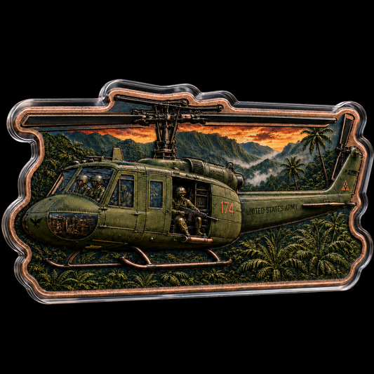 2026 Jungle Thunder Huey — 5 AVDP oz .999 Fine Copper Colorized Shaped Bar