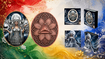 4th in series! 100 Gram Goddess Series - Goddess of Silver Colorized Copper in Display Box