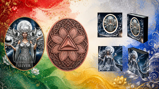 4th in series! 100 Gram Goddess Series - Goddess of Silver Colorized Copper in Display Box