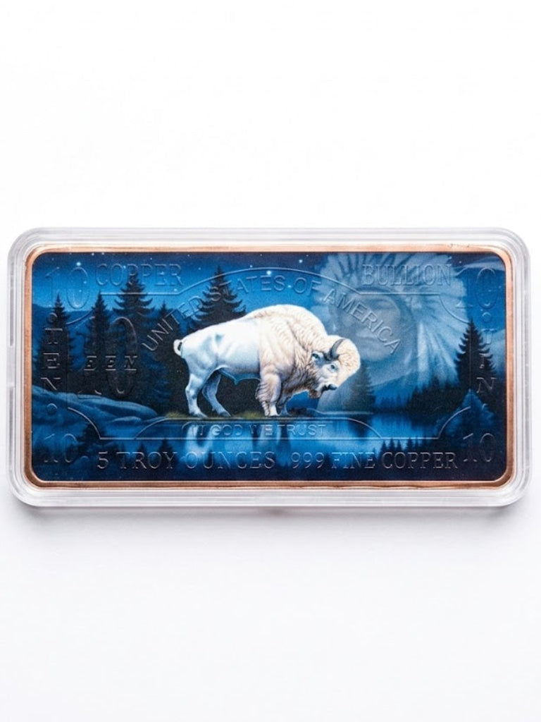 In Stock! 10oz .999 ADVP Copper Bullion Bar The Great White Buffalo Bar