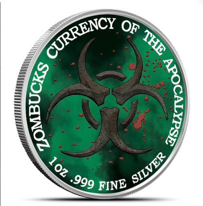 Zombucks World Necrowolf Round New 1 oz Silver Colorized