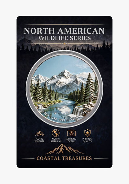 North American Wildlife - Gray Wolf UHR Colorized 1 oz Copper Medal in Card (05/21)