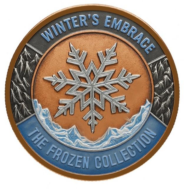In Stock! Winter's Embrace Colorized 5 oz Copper Medal (5,000 Mintage)