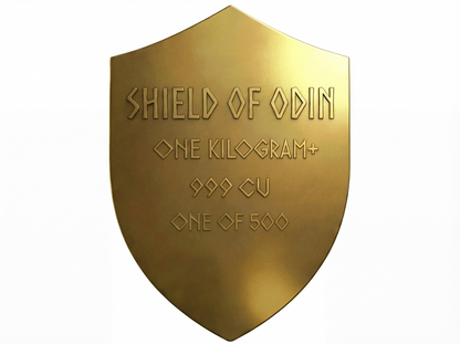 KILO! Norse Gods Shield of Odin Colorized Gold Gilt 1 Kilo Copper Medal (01/12)