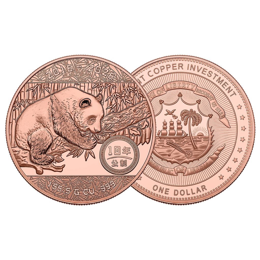 In Stock! 2026 Liberia Metric Panda 5 oz Copper Coin