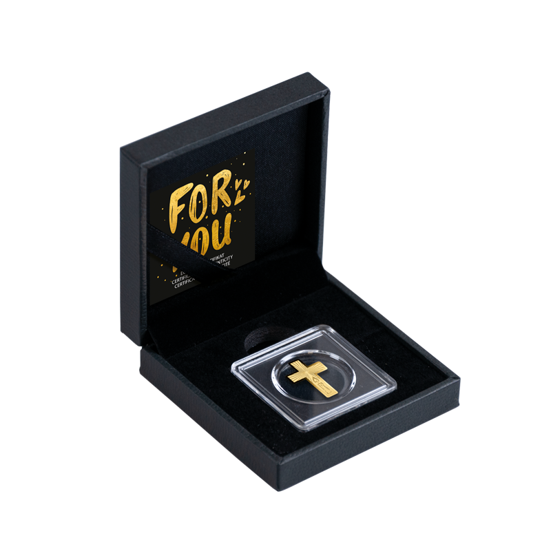 In Stock! Chad Golden Cross Shaped 1/1000 oz Gold Coin in Box (50,000 Mintage)