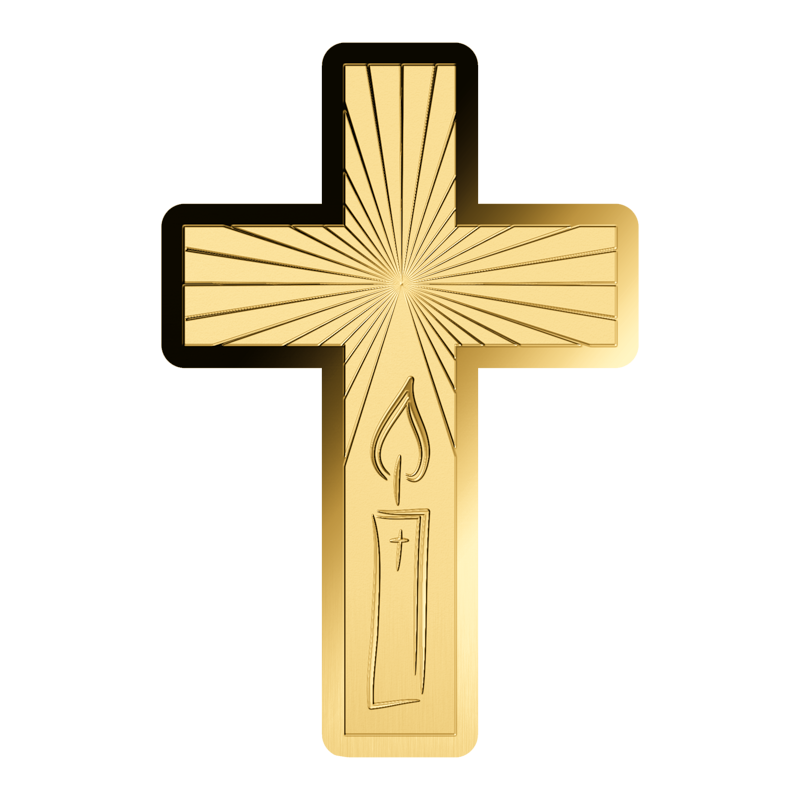 In Stock! Chad Golden Cross Shaped 1/1000 oz Gold Coin in Box (50,000 Mintage)