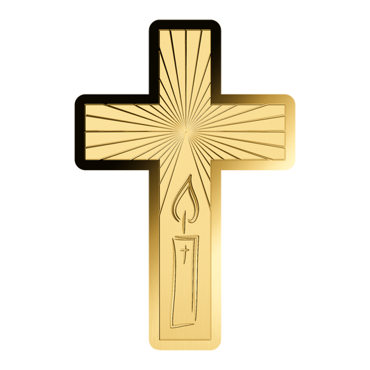 In Stock! Chad Golden Cross Shaped 1/1000 oz Gold Coin in Box (50,000 Mintage)